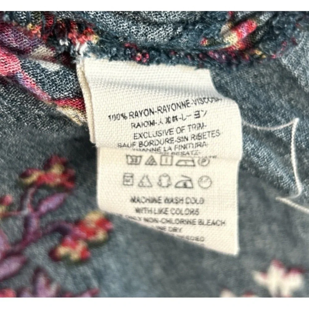 Free People Dress Women's Small Retro Floral Teal Swing Tunic Cottage Western‎
